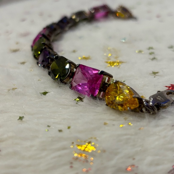Elegant Multicolor Gemstone Sterling Silver Bracelet - Picture 10 of 10